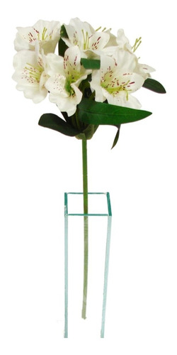Galho De Astromélia Branca Com 7 Flores Artificial Realista