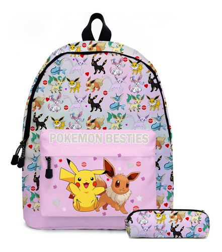 2 Unidades/set Pokemon Pikachu Mochila Escolar Estuche Para