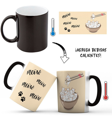 Mug Magio Taza Kawaii Tierno Café Regalo Cute Gatos Sushi