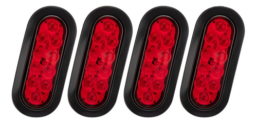 Kit 4 Luces Traseras Led Ovaladas Rojas De 6 Pulgadas Para