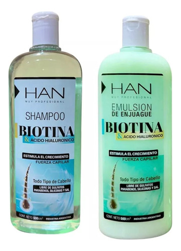 Han Shampoo + Enjuague Biotina Y Acido Hialuronico 500ml 