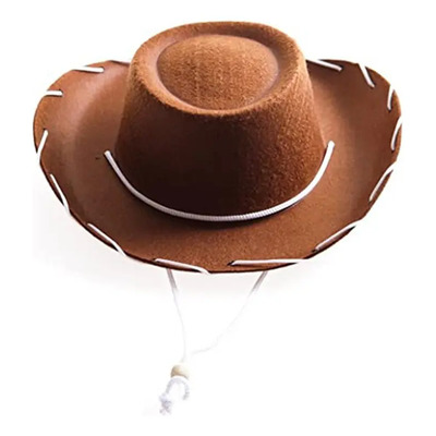 Sombrero Vaquero Western Big Eaves De Fieltro Marrón Y Rojo, | Meses sin interés