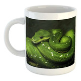 Taza Ceramica Serpiente Verde Descansado En Reposo