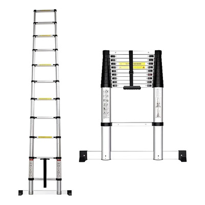 Escalera Telescópica 5 Metros Retráctil Facil De Guardar Color Plata