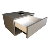 Mesa De Luz Flotante 43x38x25 Con Cajon Correderas Metálicas