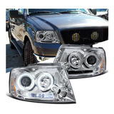 Ford F150 Lobo 2004 - 2008 Juego Faros Ojo Angel Cromo Leds