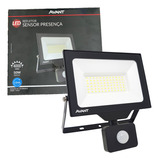 Kit 4 Refletor 50w Sensor Presença Branco Frio Ip66 Avant Cor Da Carcaça Preta Cor Da Luz Branco Frio 6500k 110v/220v