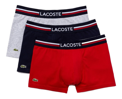 Boxer Pack X3 Hombre Lacoste Comfort Elasticos Rojo