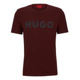 Camiseta Hugo Em Jersey De Algodão Com Logo Em Contraste