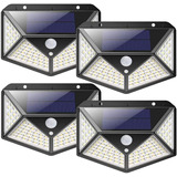 Pack X4 Led Solar Sensor Movimiento Luz Exterior 100 Led