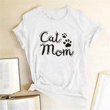 Camiseta Cat Mom Algodón Unisex