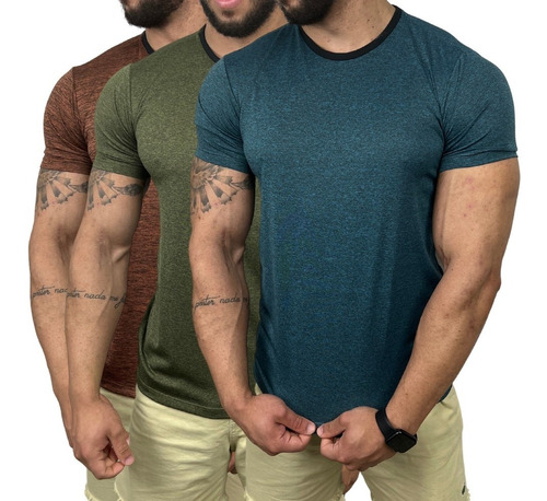 Kit Camiseta De Academia Masculina Dry Fit Uv
