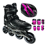 Combo Patines Canariam Black Magic + Casco + Kit Proteccion