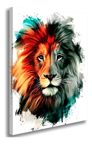Quadro Tela Abstrato Colorido Leão Judá Grande Sala Quarto