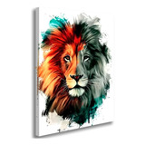 Quadro Tela Abstrato Colorido Leão Judá Grande Sala Grande