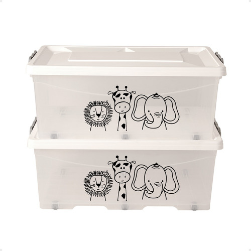 Set X2 Cajas Organizadoras Apilable Ruedas Chica 62x40x25