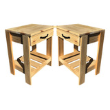 Mesa De Luz X2 Moderna Economica 1 Cajon Oferta Madera Pino