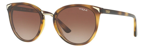 Anteojos De Sol Vogue Vo5230s Standard Con Marco De Nailon/propionato Color Tortuga, Lente Marrón Degradada, Varilla Tortuga De Nailon/propionato