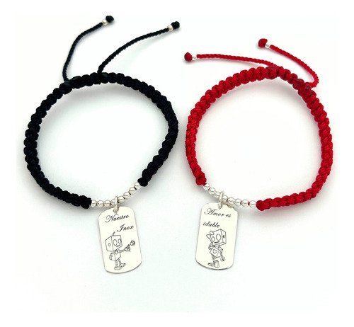 Pulseras Amor Inoxidable Ajustables Pareja Plata Sw925