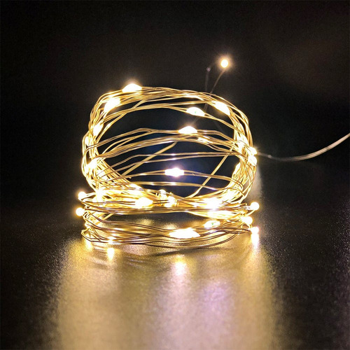 Fio De Fada Led 5mt Branco Quente Cordão Luz Decoração Natal