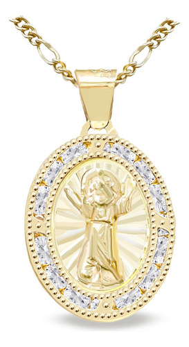 Medalla Oro 10k Comunión Niño Divino +cadena Cartier Regalo