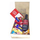 Cesta Vinho Luxo Love + Chocolates + Cartão Personalizado 