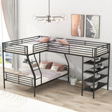 Rorigat L-shaped Twin Over Full Bunk Bedtwin Size Loft Bed 
