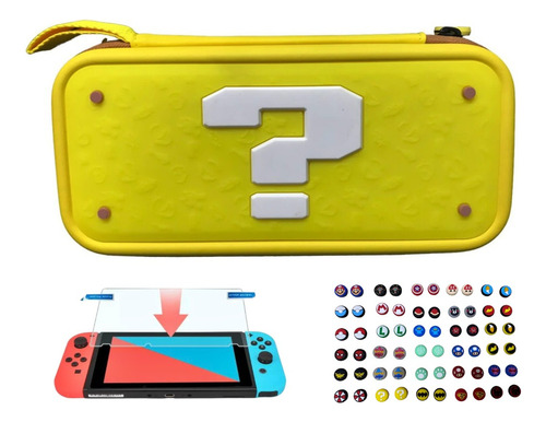 Estuche Nintendo Switch Edicion Signo ? + Vidrio+ 2grips