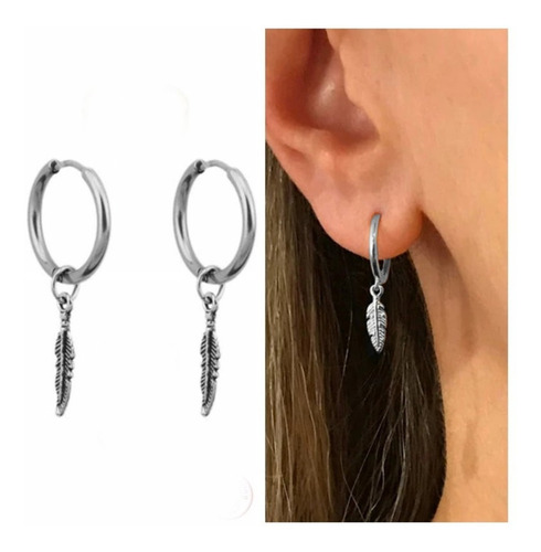 Arete Candonga Pluma Kpop Unisex Titanio