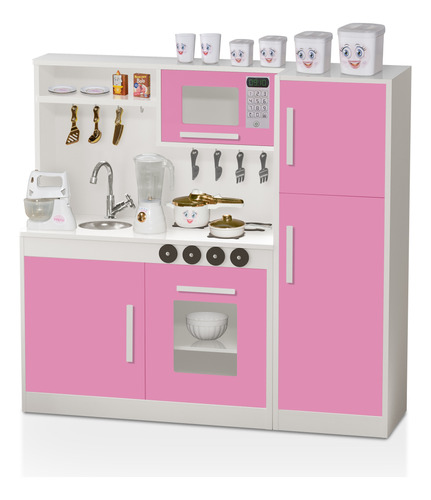 Cozinha Infantil Princesinha Pia Fogão Mdf + Geladeira