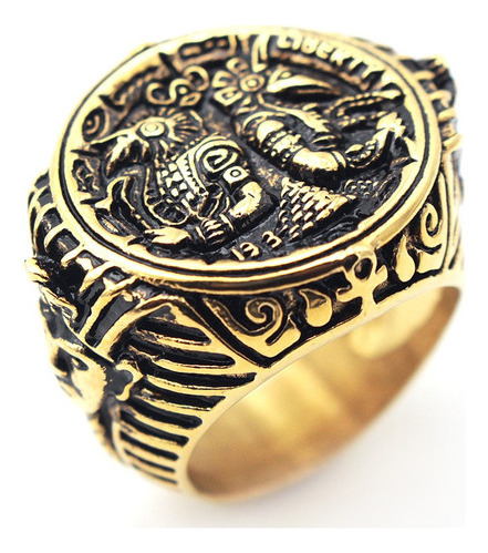 Anillo Vintage De Acero Y Titanio Para Hombre Modelo Anubis