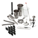 Kit Bartender Profesional Set De 24 Piezas Shaker Boston Bar