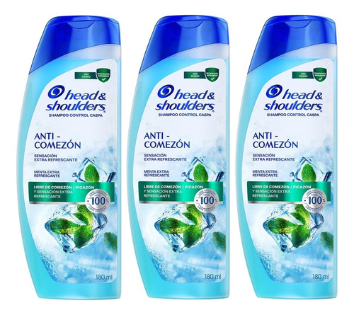 3 Shampoo Head & Shoulders Anti Comezon 180 Ml