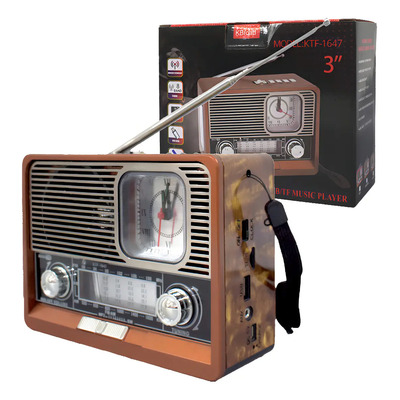 Radio Am\u002Ffm Bocina Bluetooth Usb Con Reloj Y Linterna Madera | Meses sin interés