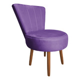 Poltrona Cadeira Decorativa Costurada Elegância Veludo Roxo