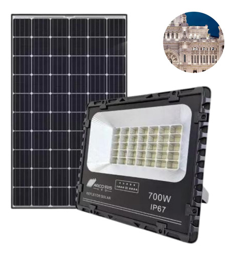 Refletor Solar Led Holofote 700w Placa Bateria Prova D'água