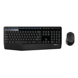 Kit De Teclado Y Mouse Inalámbrico Logitech Mk345 Inglés De Color Negro