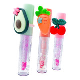 Kit 2 Lip Gloss Infantil Com Anelzinho De Fruta Fofa Básico