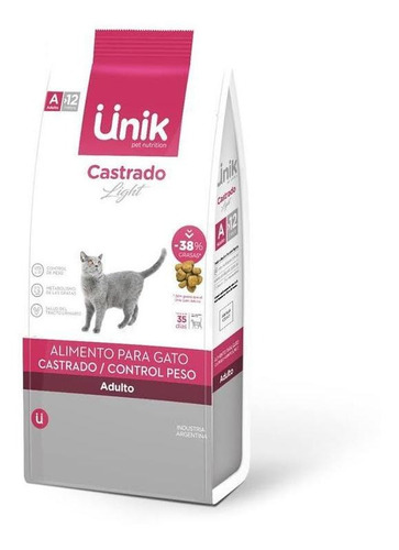 Alimento Unik Gatos Adultos Castrados Control Peso X 7,5kg