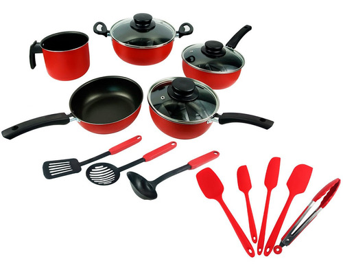 Kit 5 Panelas Elegan Antiaderente + Utensílios Cozinha 5pçs