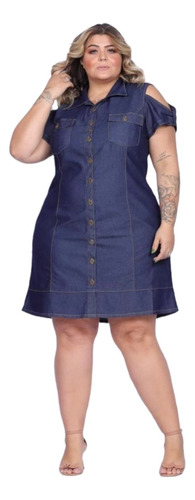 Chemise Plus Size Vestido Jeans Moda Feminina Moderno Lindo 