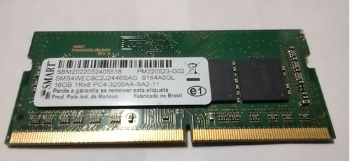 Memoria Smart 16 Gb Ddr4 Pc4 3200aa Sms4wec8c2j2446sag Note