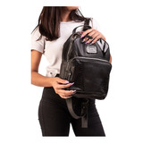 Mochila Grande Cuero Negra Cartera Mujer Porta Notebook Moda