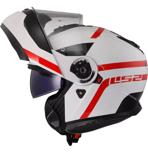 Capacete Ls2 Strobe 2 Ii Ff908 Autox Branco Vermelho