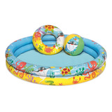 Piscina Inflable 2 Anillos Con Aro Y Pelota Inflable 122x20c