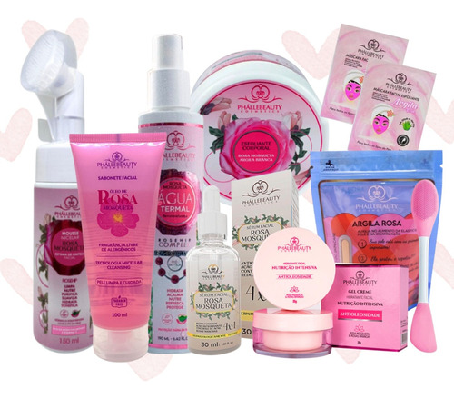 Kit Skincare Rosa Mosqueta Completo Limpeza De Pele Facial 