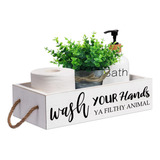 Msyueos Caja De Almacenamiento De Madera «wash Your Hands»,