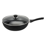 Sartén Wok 28 Cm Aluminio Negro Con Doble Antiadherente