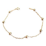 Bracelete Bolinha 4 Mm Com Corrente Cadeado Pulseira Prata