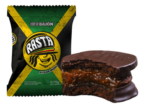 Alfajor Rasta Chocolate Negro Caja X 6un. Rey